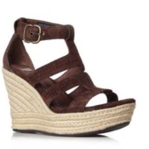 UGG Brown Suede Espadrille Sandals Size 6